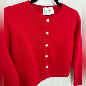 SLEEPER | Knitted Cardigan with Detachable Feathers in Red XS/S, Missing 1 Cuff